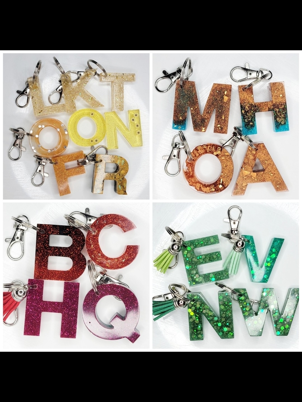 Resin Letter Keychains - Assorted Colors